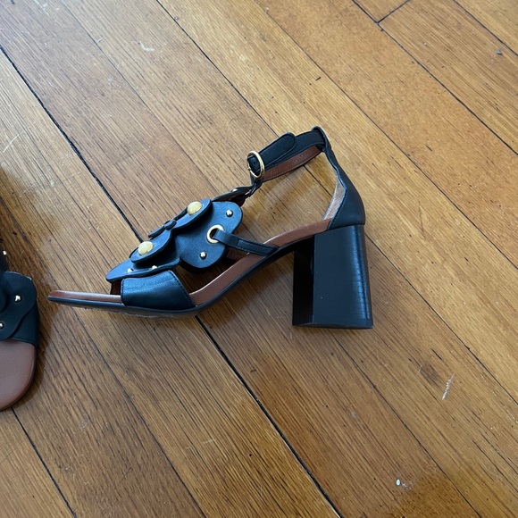 See By Chloe Black Floral Heeled Sandal - Picture 4 of 5